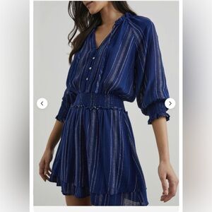 Rails Dark blue and White Striped Linen Dress S